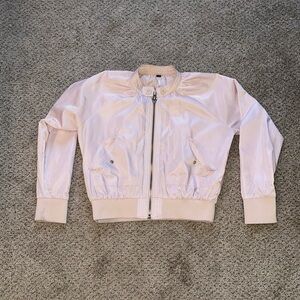 Free People Pink Satin Bomber Jacket